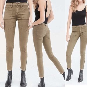 BDG Army Green Skinny Moto Ankle Zipper Pants